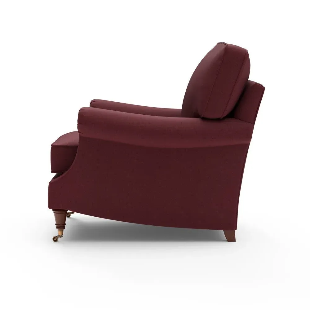 High Back Armchair - Red, House Linen Mix
