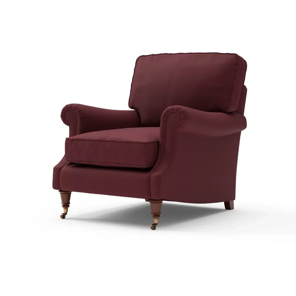High Back Armchair - Red, House Linen Mix