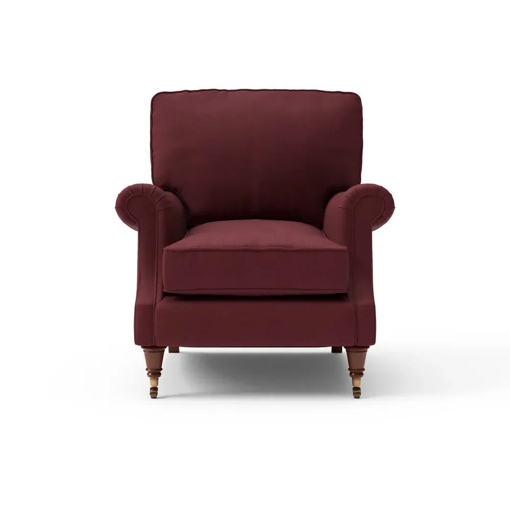 High Back Armchair - Red, House Linen Mix