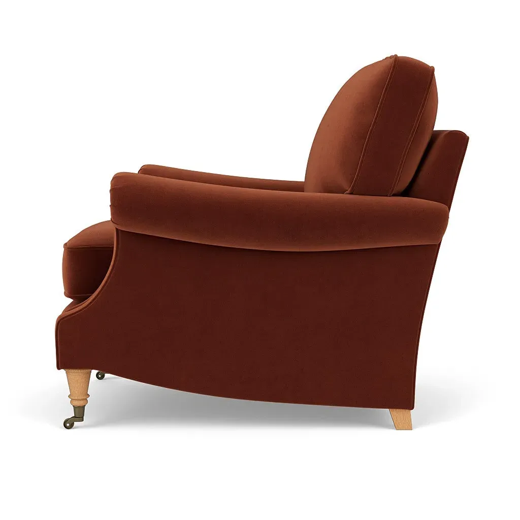 High Back Armchair - Brick, Matt Velvet by The Cotswold Company, image 3