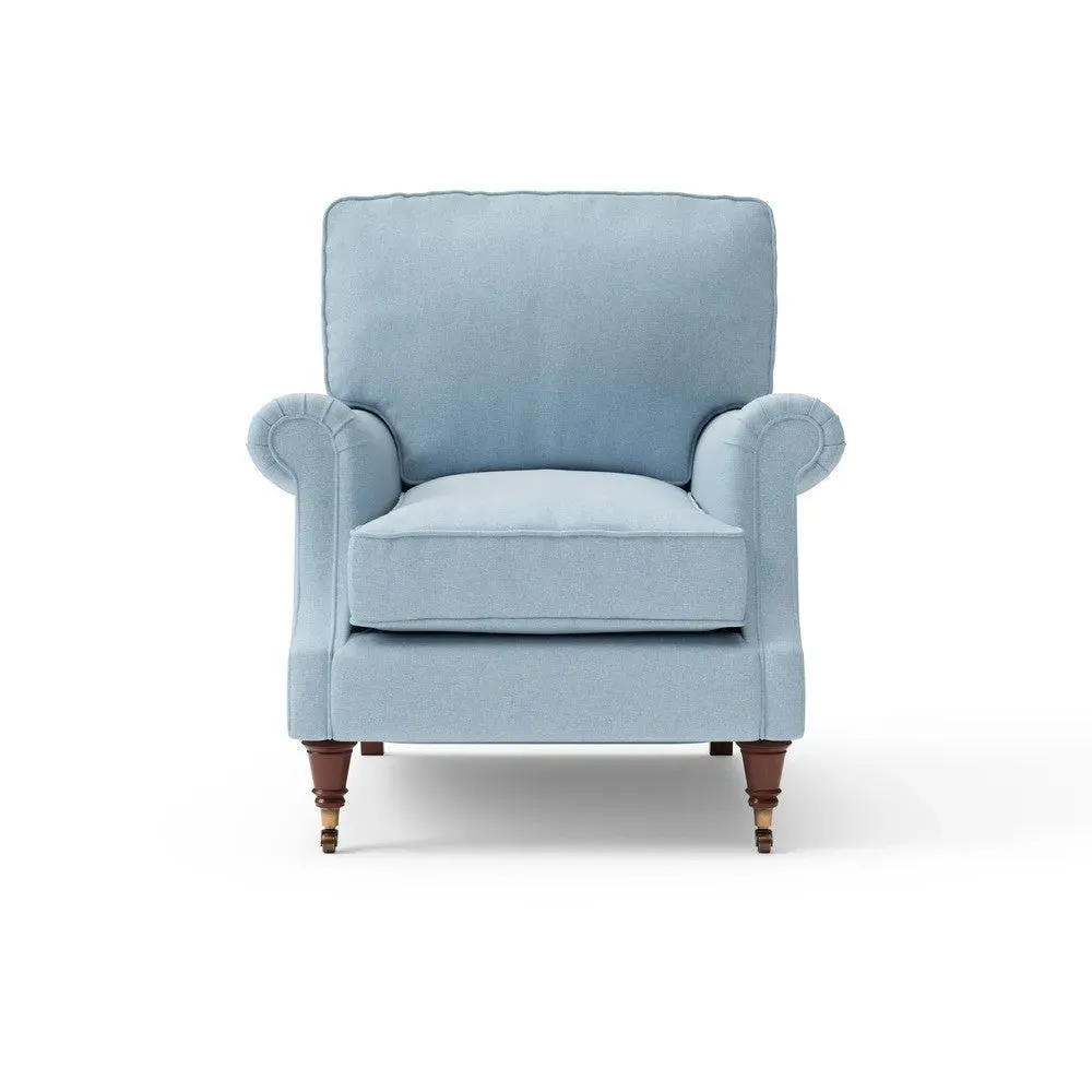 High Back Armchair - Sky Blue, House Linen Mix by The Cotswold Company, image 6