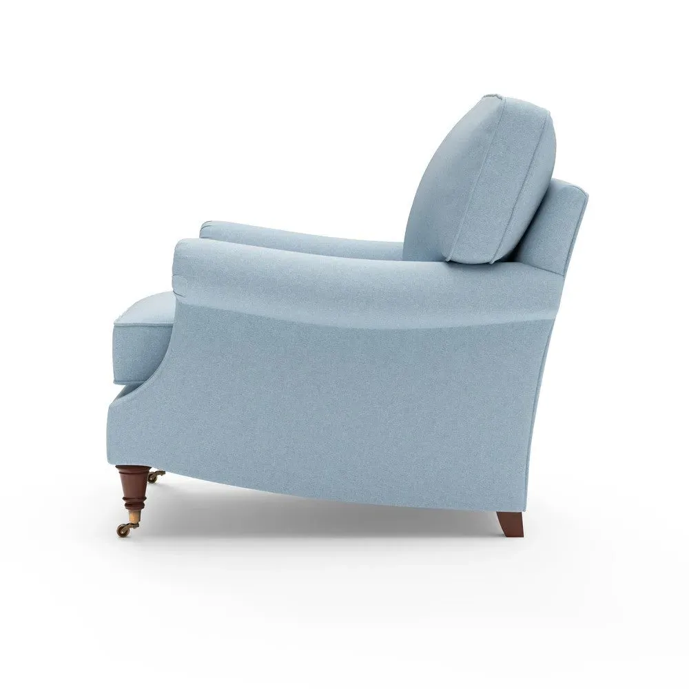 High Back Armchair - Sky Blue, House Linen Mix by The Cotswold Company, image 7