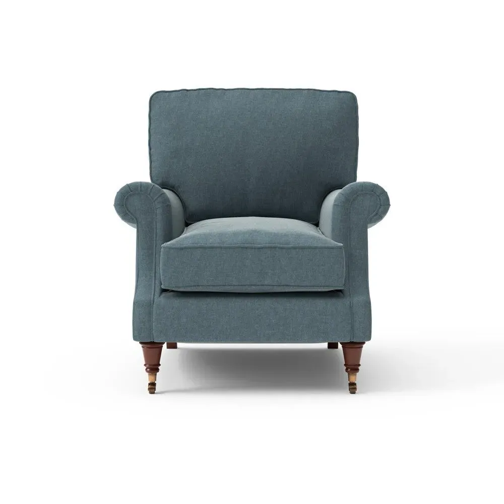 High Back Armchair - Teal, Eco Chenille