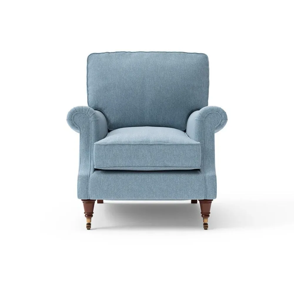 High Back Armchair - Teal Marl, Rustic Weave