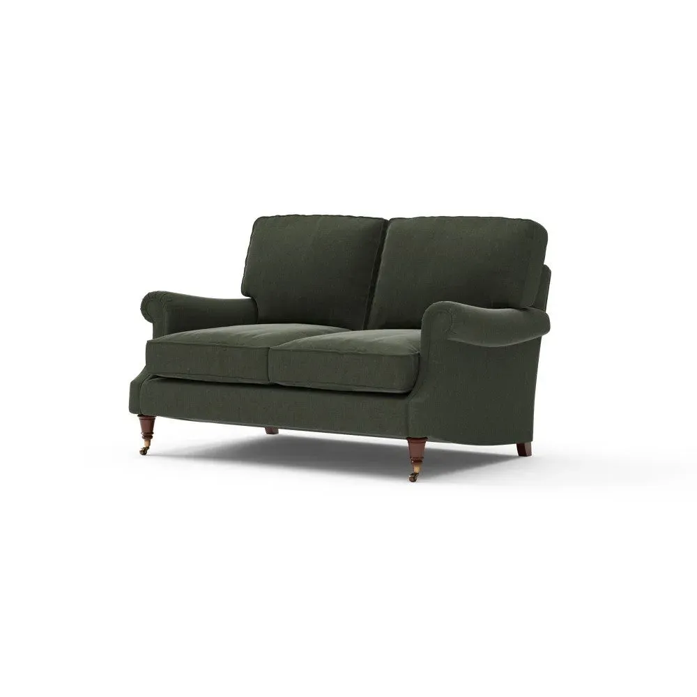 Large 2-Seater High Back Sofa - Green, Chenille