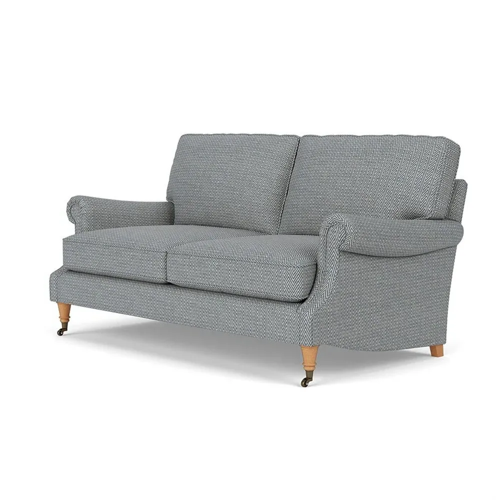 Taylor 3-Seater High Back Sofa - Navy, Herringbone Weave