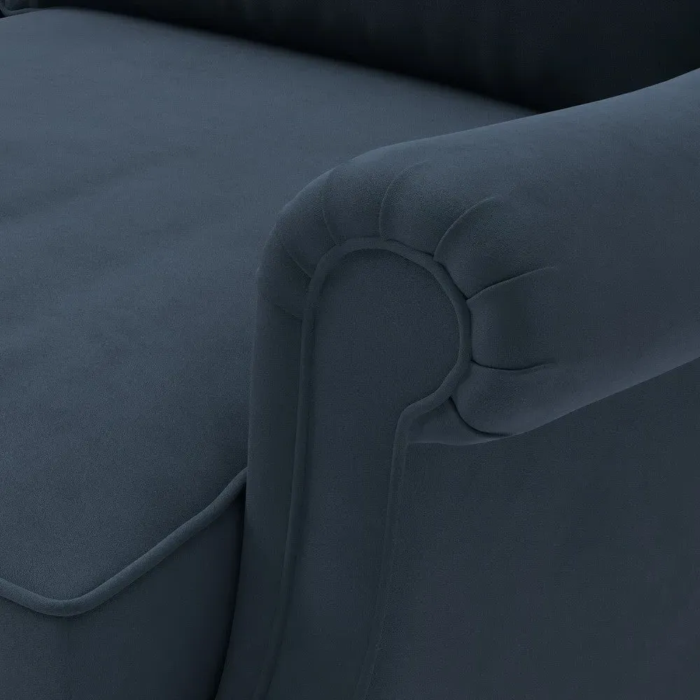 Taylor High Back 3-Seater Sofa - Dark Blue, Matt Velvet