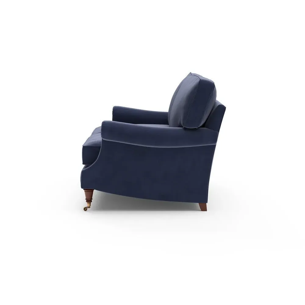 Taylor High Back 3-Seater Sofa - Deep Blue, Matt Velvet