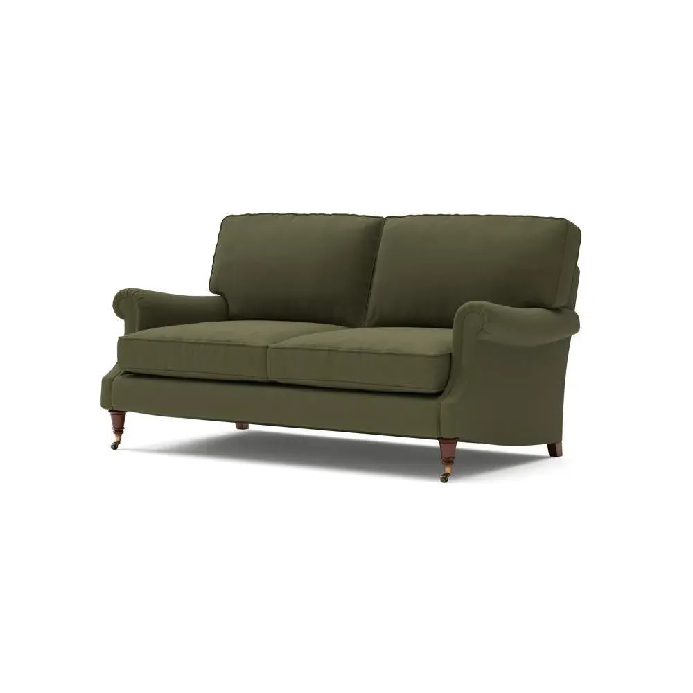 Taylor High Back 3-Seater Sofa - Forest Green, Linen Mix