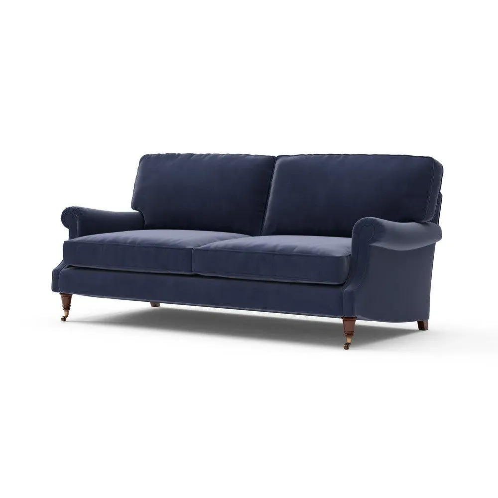 Taylor High Back 4-Seater Sofa - Deep Blue, Matt Velvet