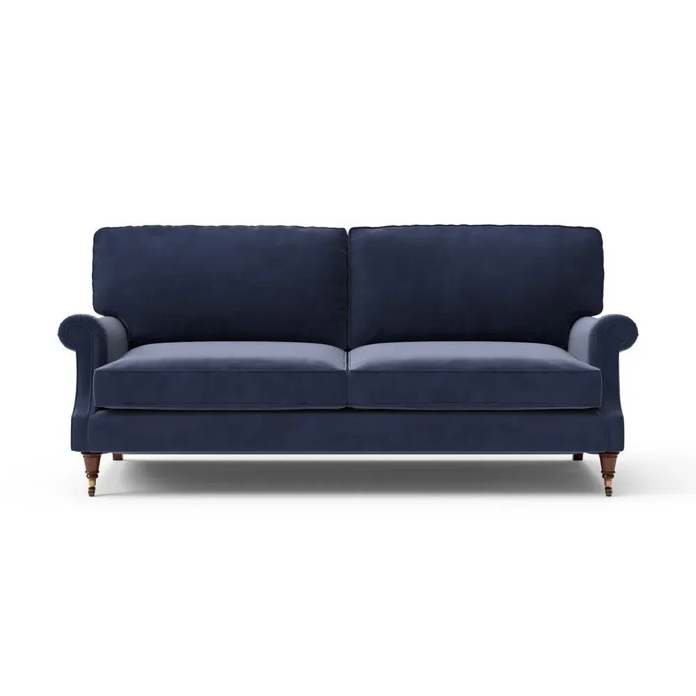 Taylor High Back 4-Seater Sofa - Deep Blue, Matt Velvet