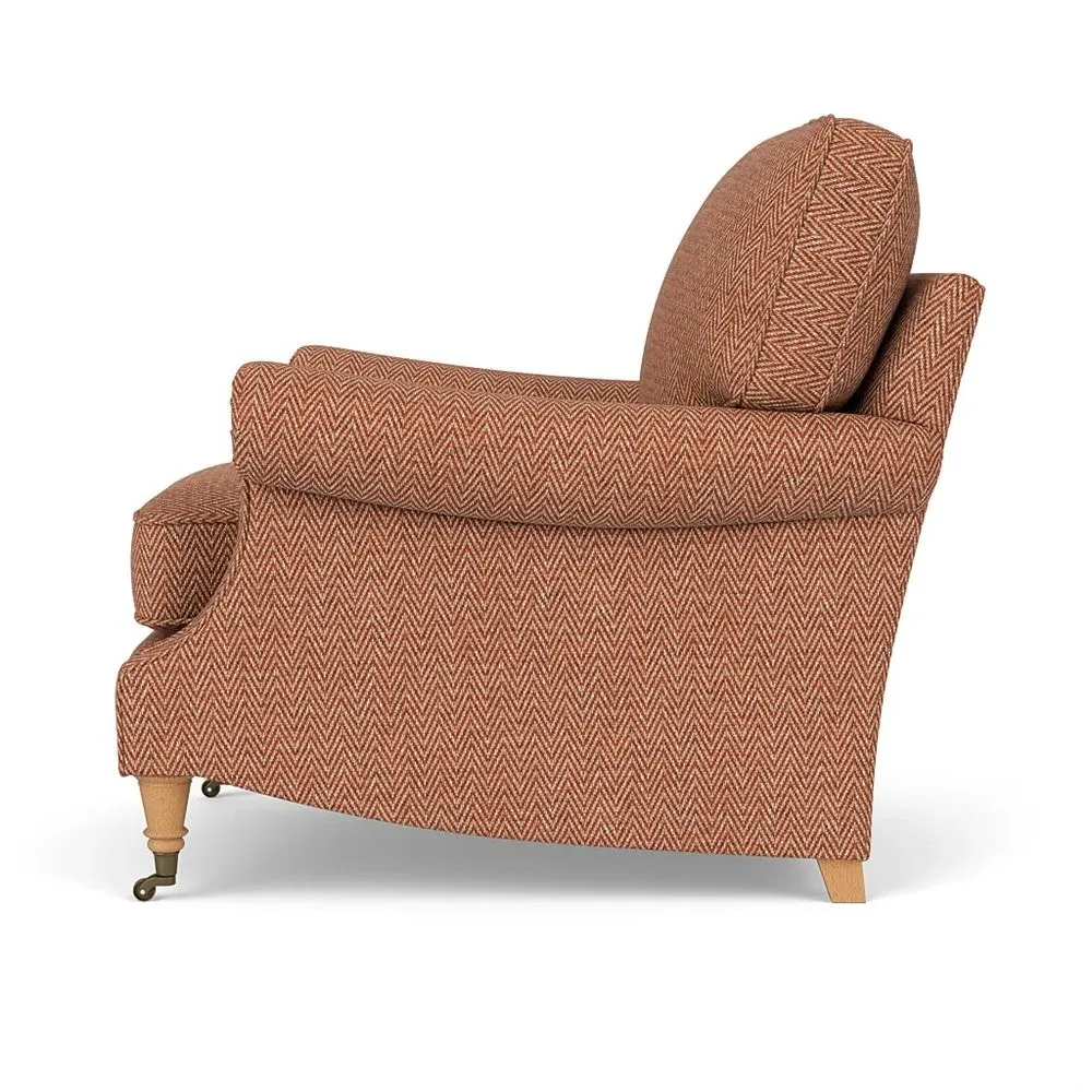 Taylor High Back Armchair - Brick, Herringbone Weave