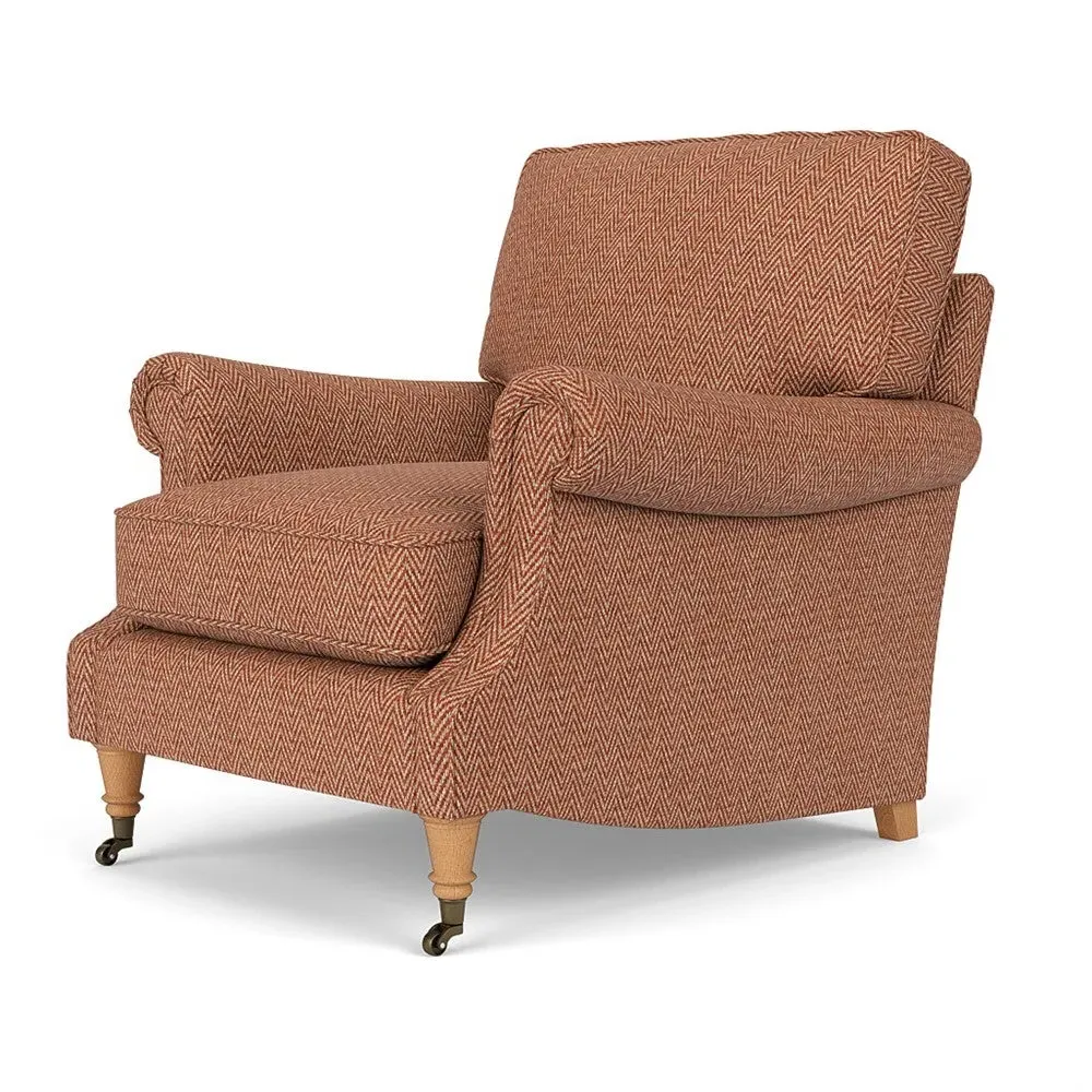 Taylor High Back Armchair - Brick, Herringbone Weave