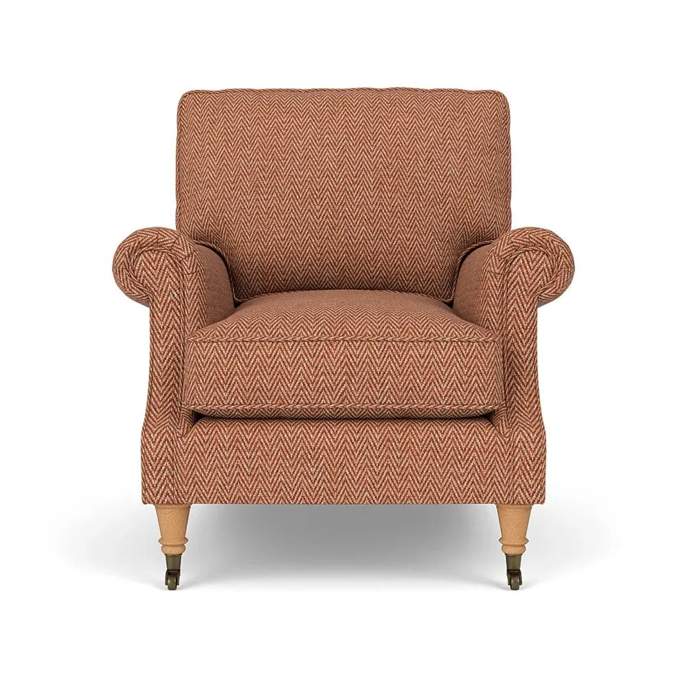 Taylor High Back Armchair - Brick, Herringbone Weave