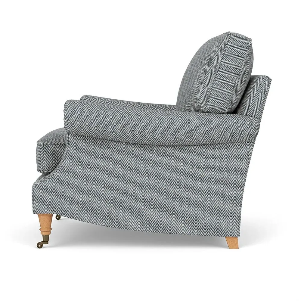 Taylor High Back Armchair - Navy, Herringbone Weave