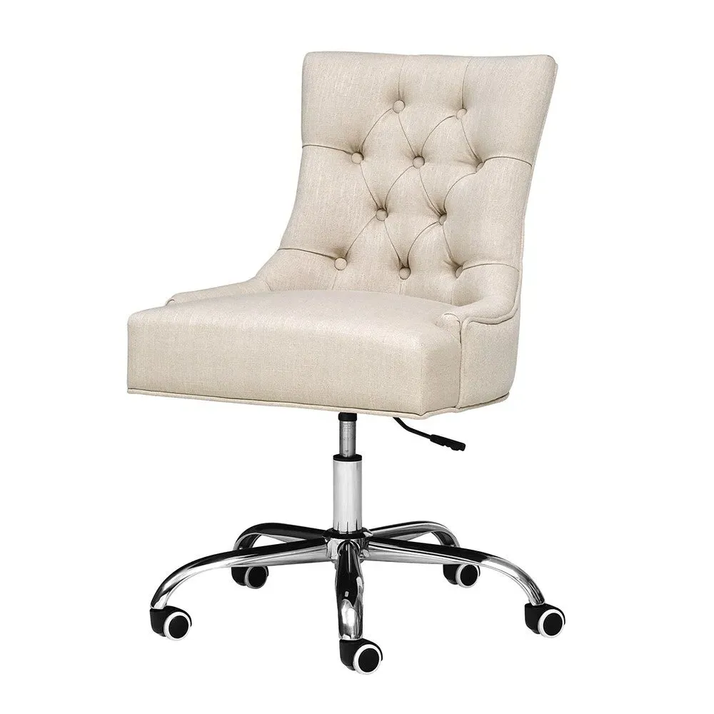 Office Chair with Button Detail - Grey, Stone Linen