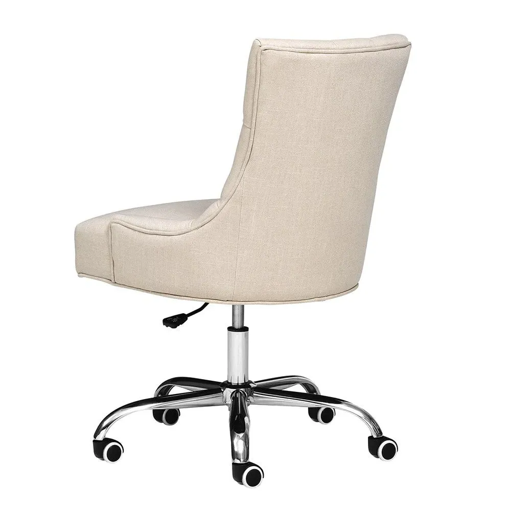 Office Chair with Button Detail - Grey, Stone Linen