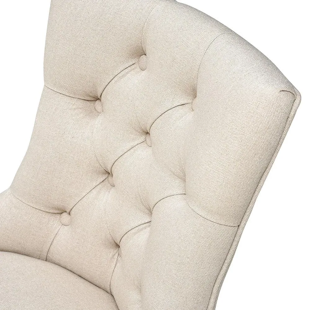 Office Chair with Button Detail - Grey, Stone Linen