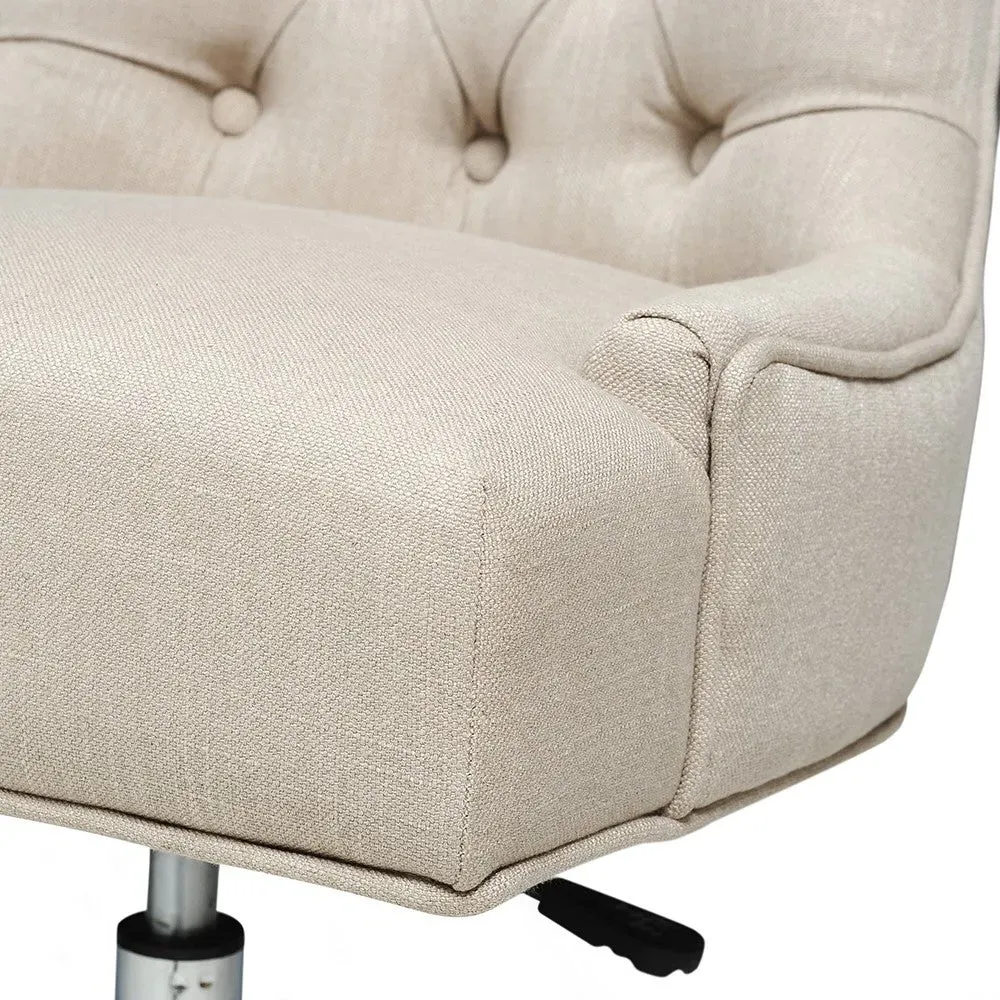 Office Chair with Button Detail - Grey, Stone Linen