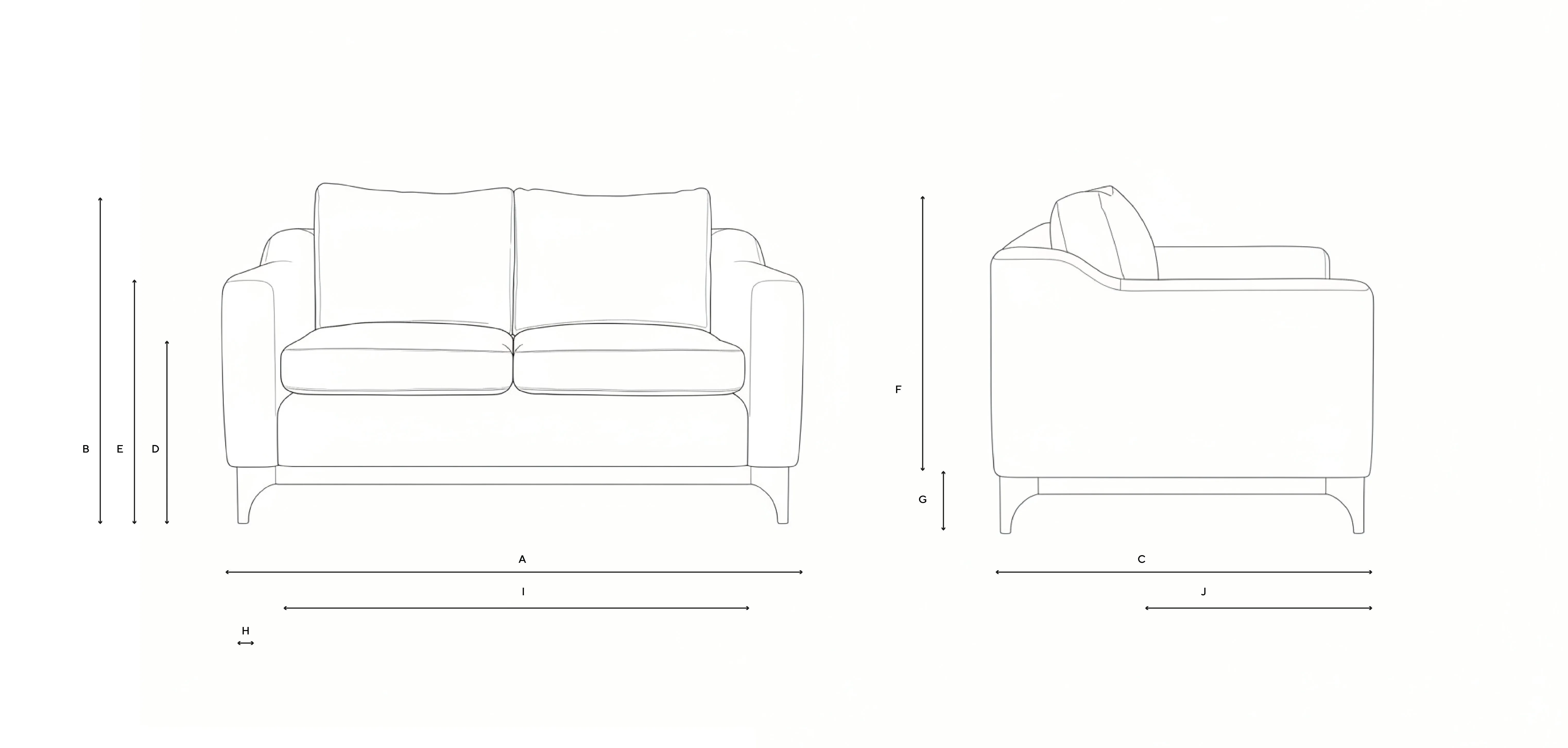 2-Seater Sofa - Navy, Herringbone Weave