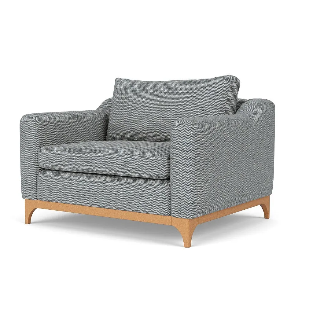 Love Seat - Navy, Herringbone Weave