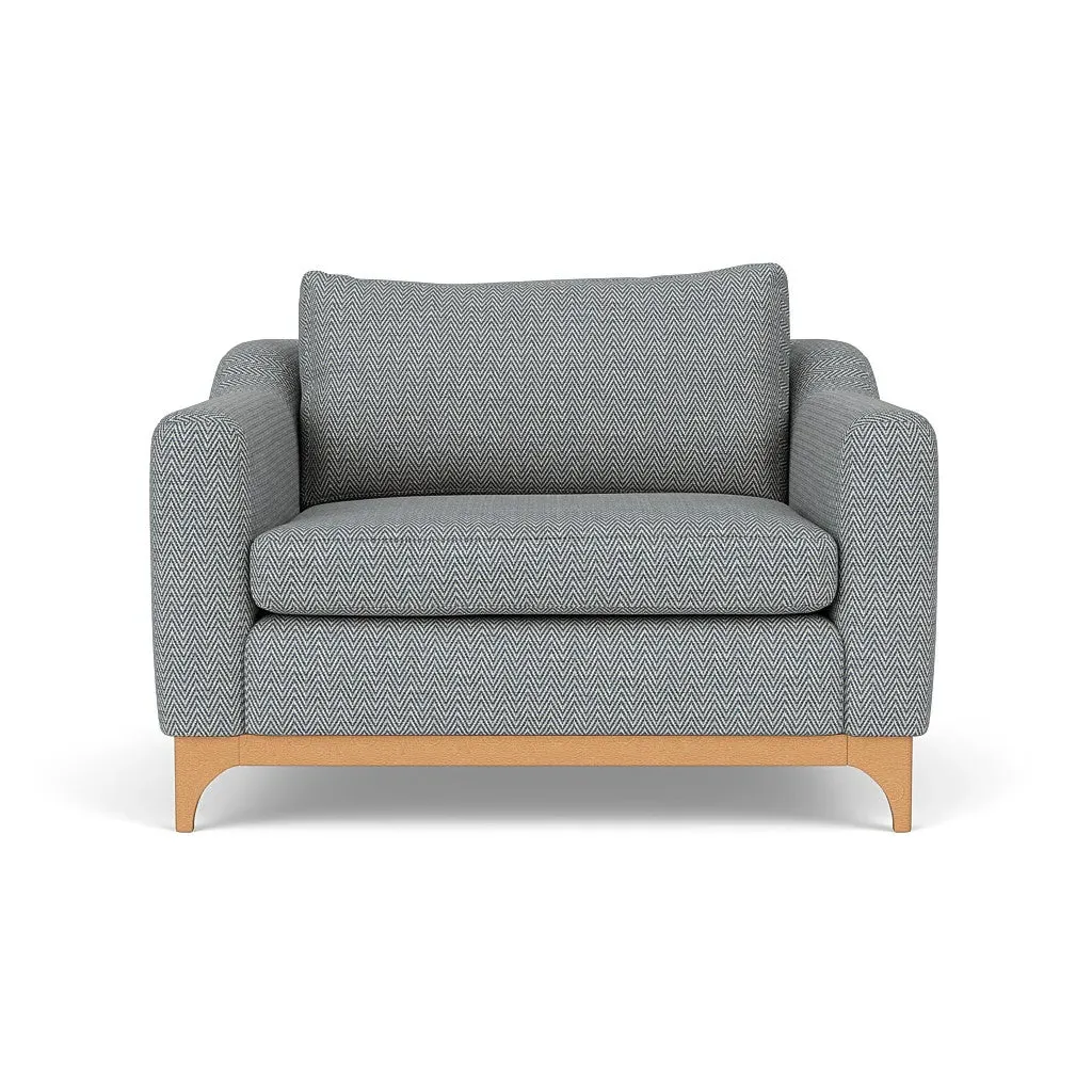 Love Seat - Navy, Herringbone Weave