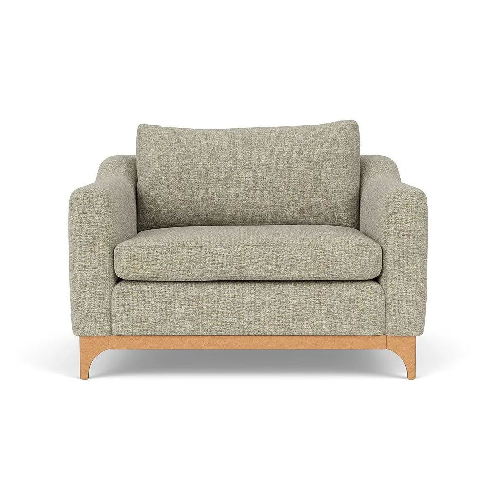 Love Seat with Wooden Base - Lichen, Aquaclean Oxford image