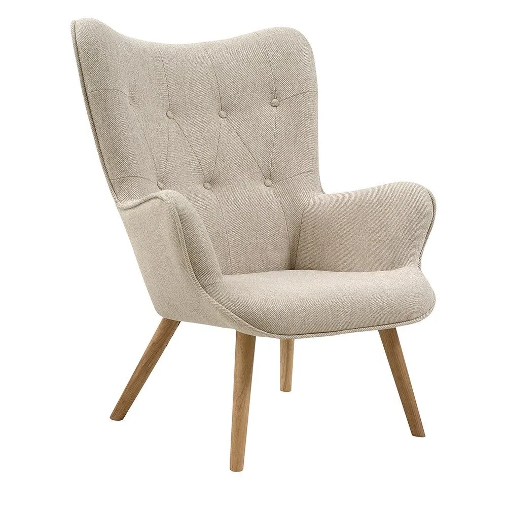 Chair and Footstool Set - Stone, Oak