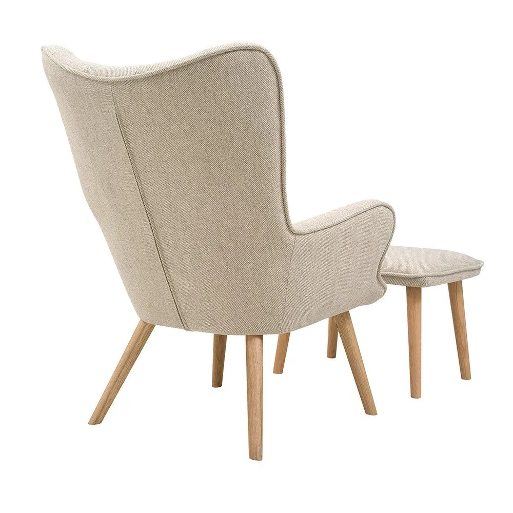 Chair and Footstool Set - Stone, Oak