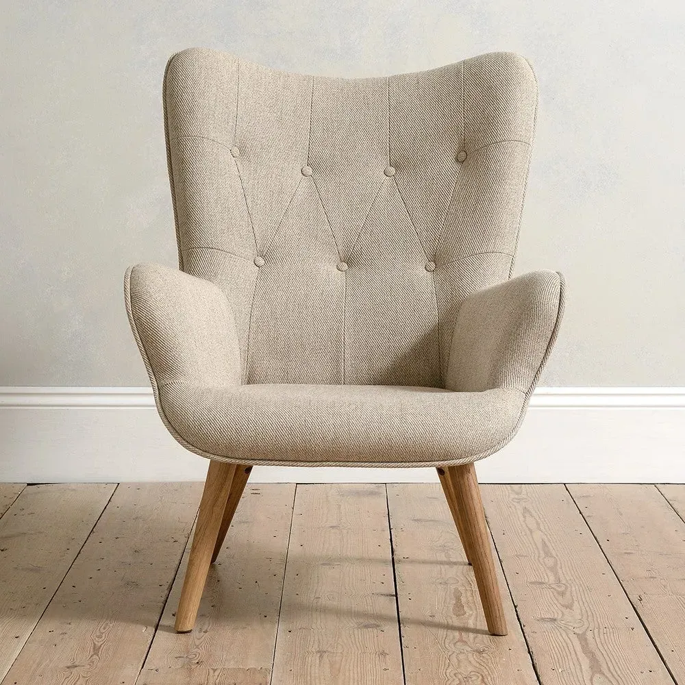 Chair and Footstool Set - Stone, Oak