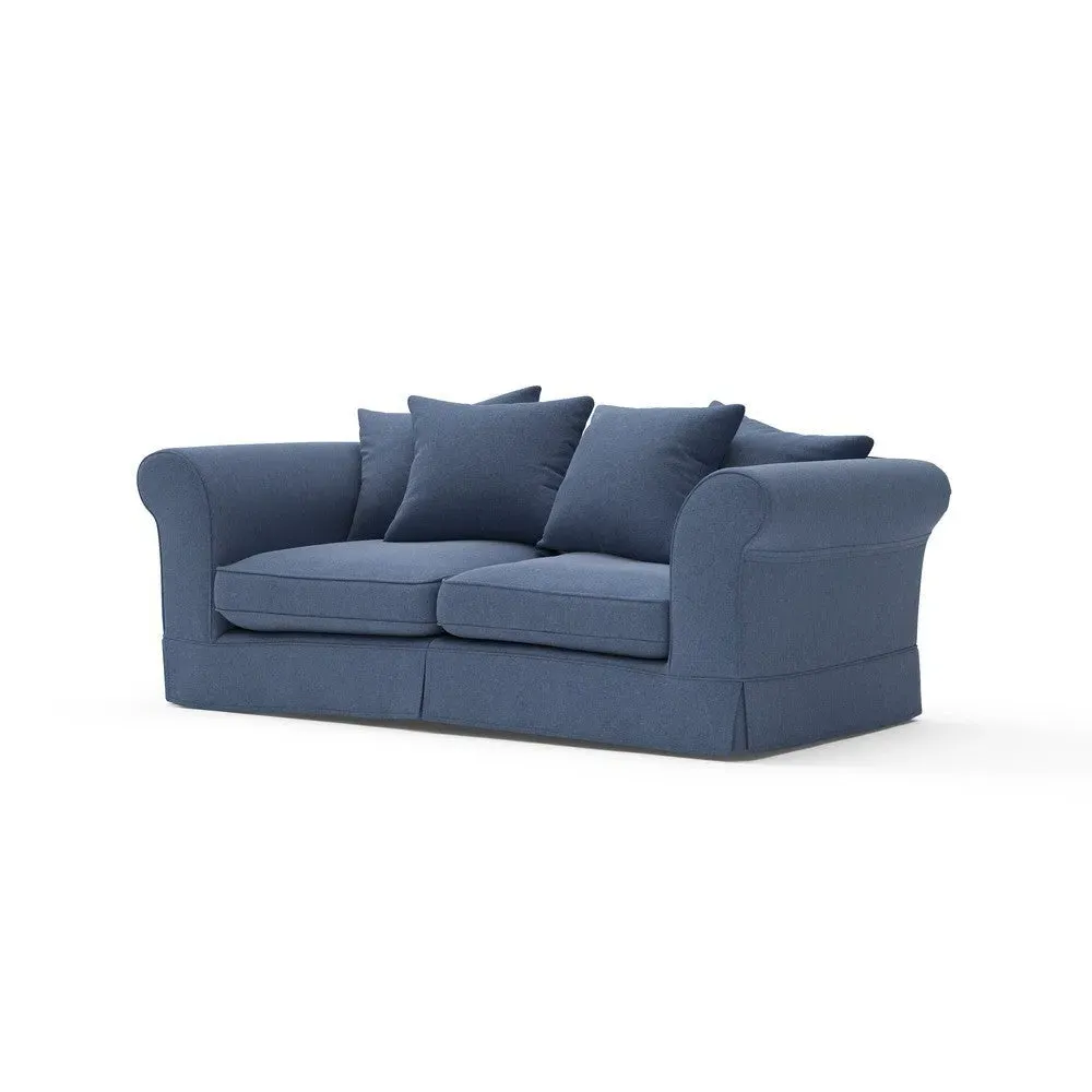 3-Seater Sofa - Dark Blue, Chunky Cotton