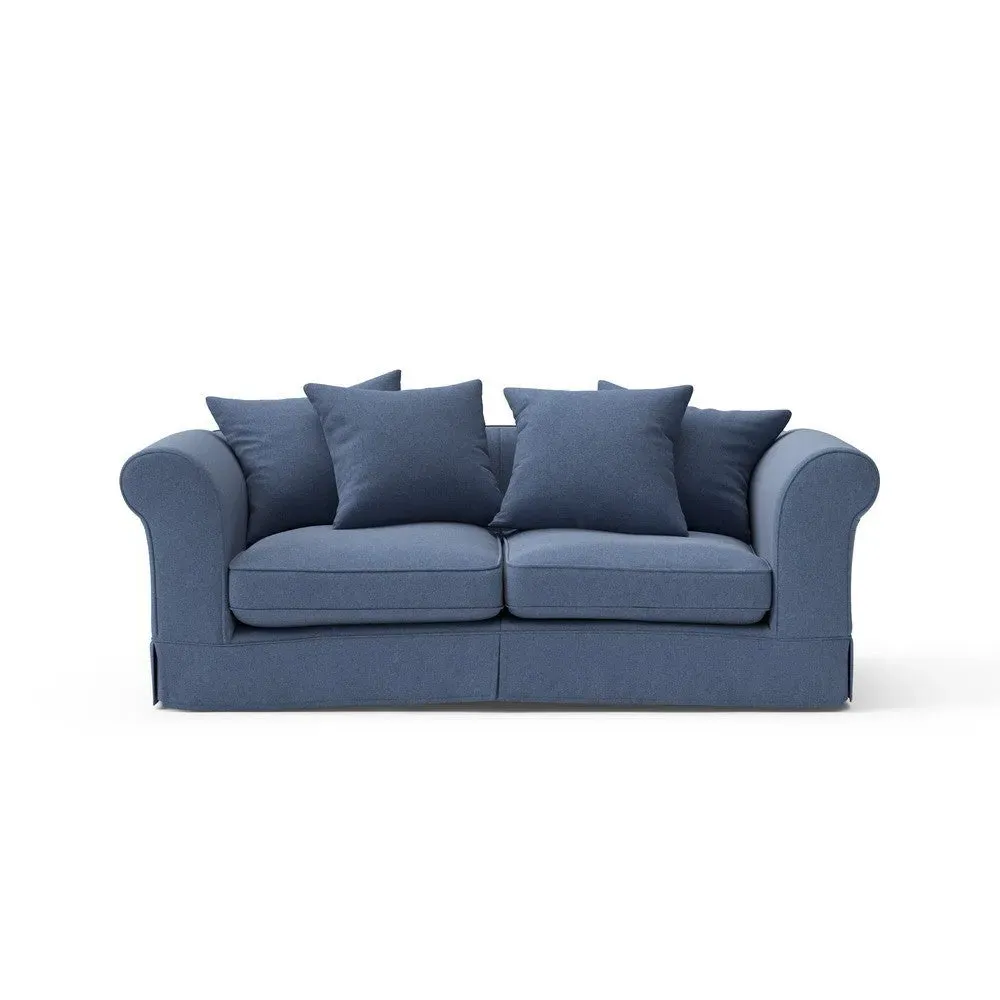 3-Seater Sofa - Dark Blue, Chunky Cotton image