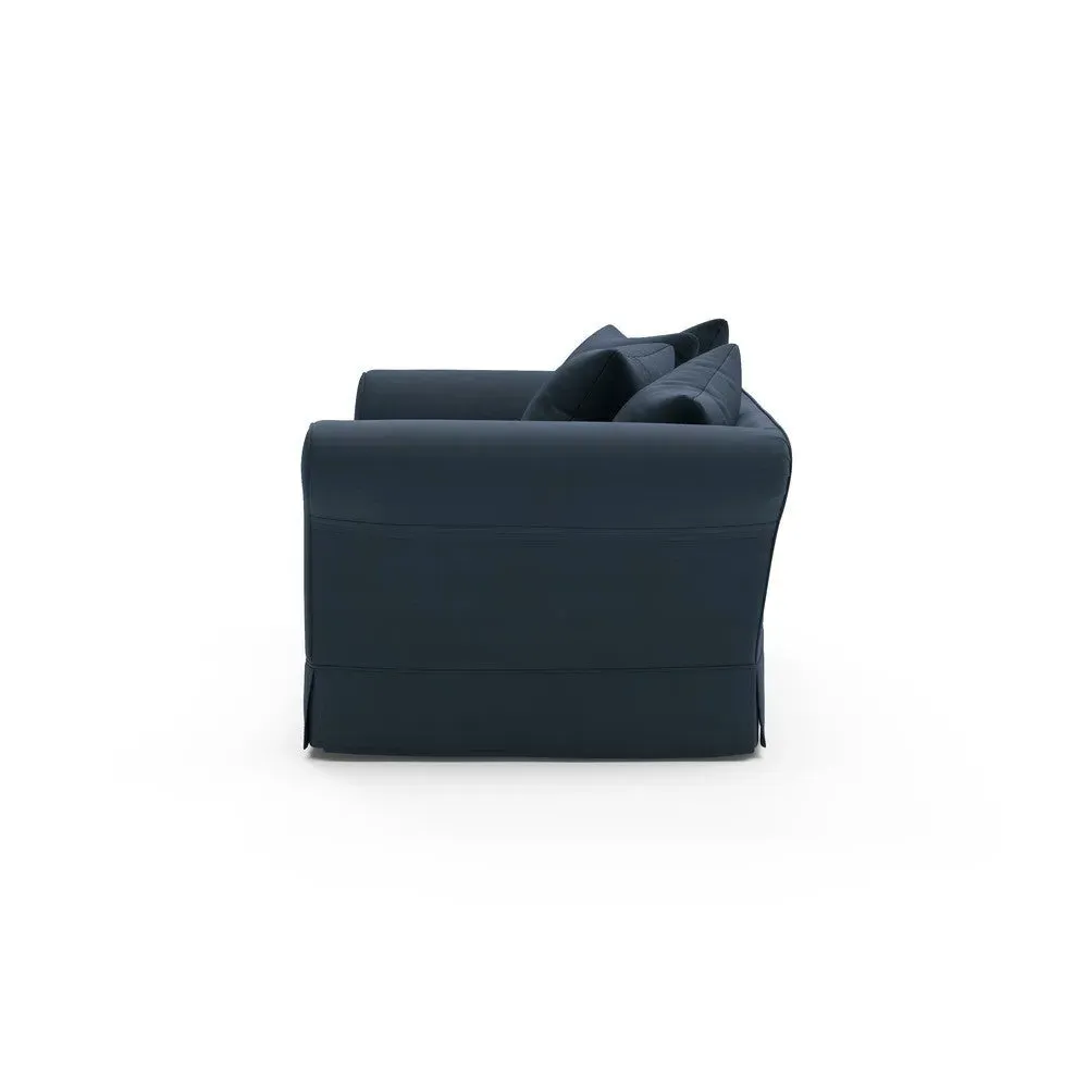3-Seater Sofa - Dark Blue, Matt Velvet