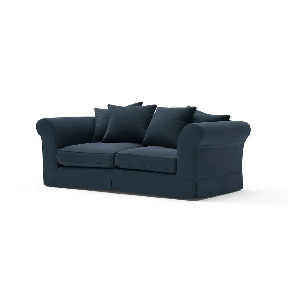 3-Seater Sofa - Dark Blue, Matt Velvet