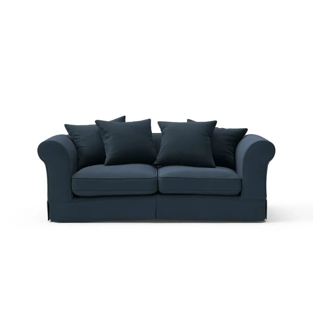 3-Seater Sofa - Dark Blue, Matt Velvet