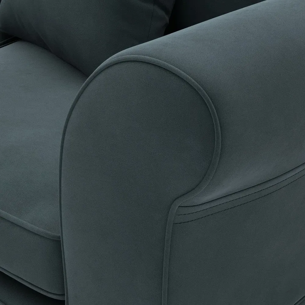 3 Seater Sofa with Removable Covers - Blue, Velvet