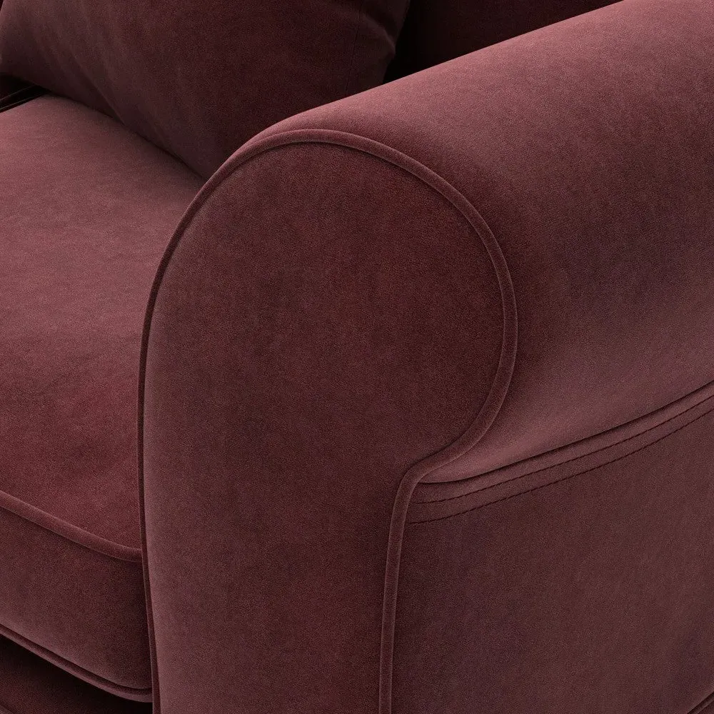 3-Seater Sofa with Removable Covers - Dark Rosehip, Velvet