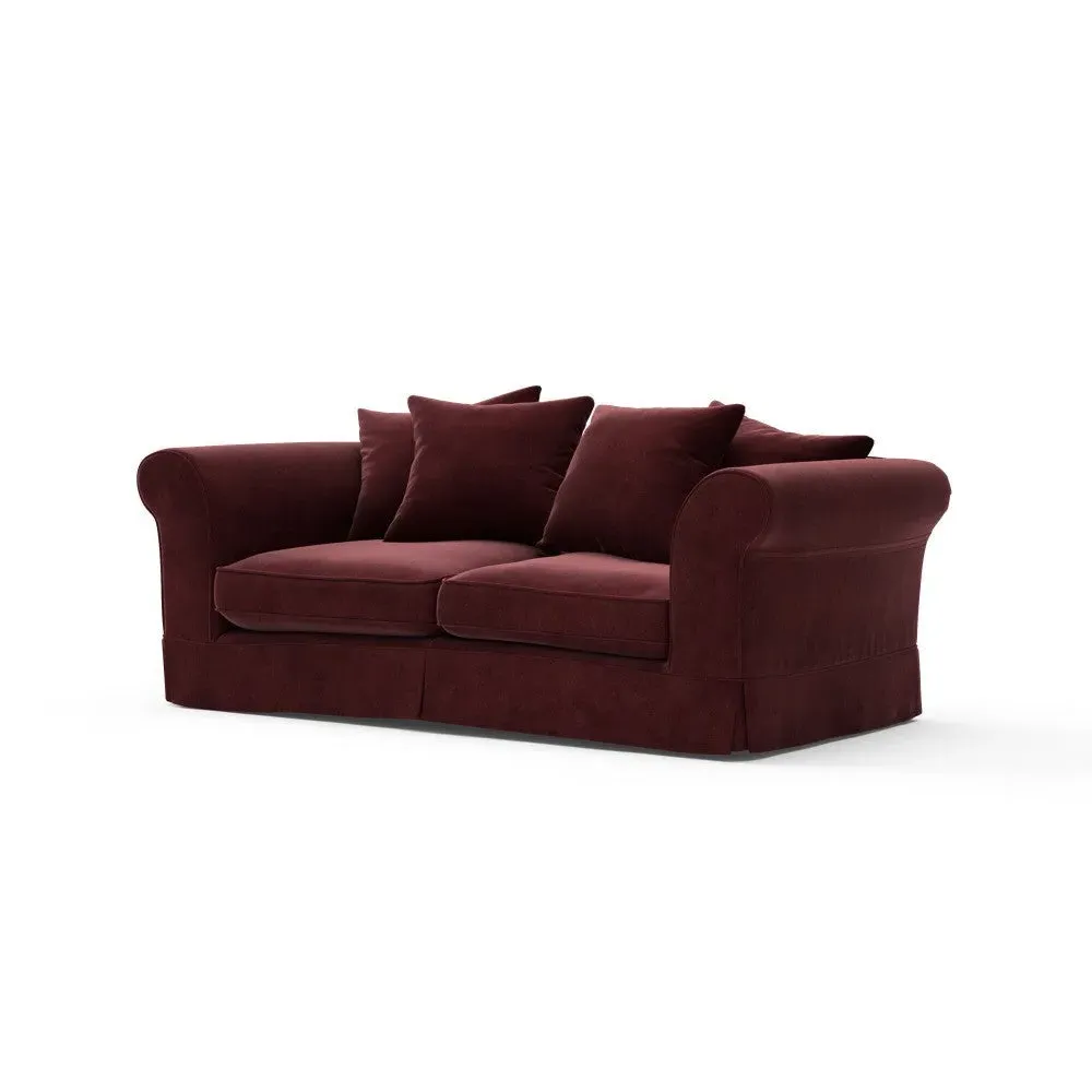 3-Seater Sofa with Removable Covers - Dark Rosehip, Velvet