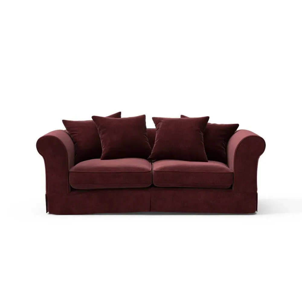 3-Seater Sofa with Removable Covers - Dark Rosehip, Velvet