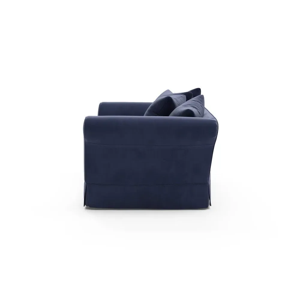 3-Seater Sofa with Removable Covers - Deep Blue, Velvet