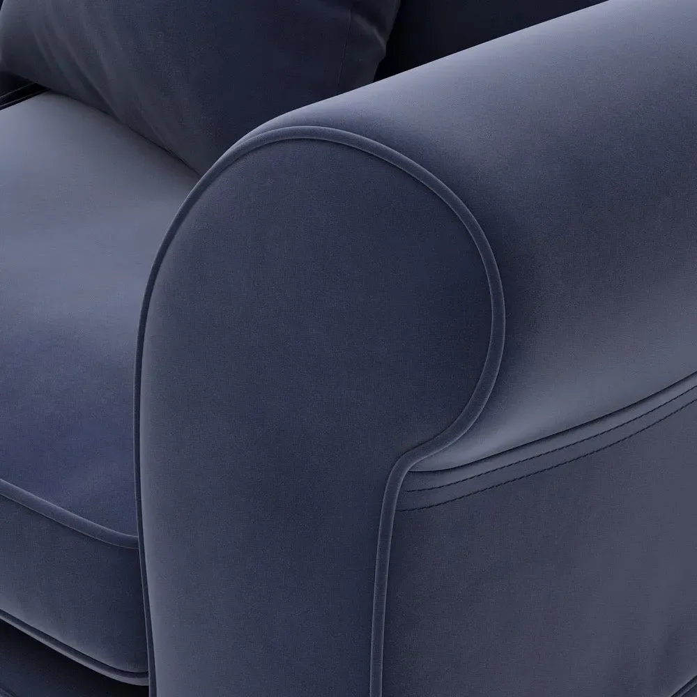 3-Seater Sofa with Removable Covers - Deep Blue, Velvet