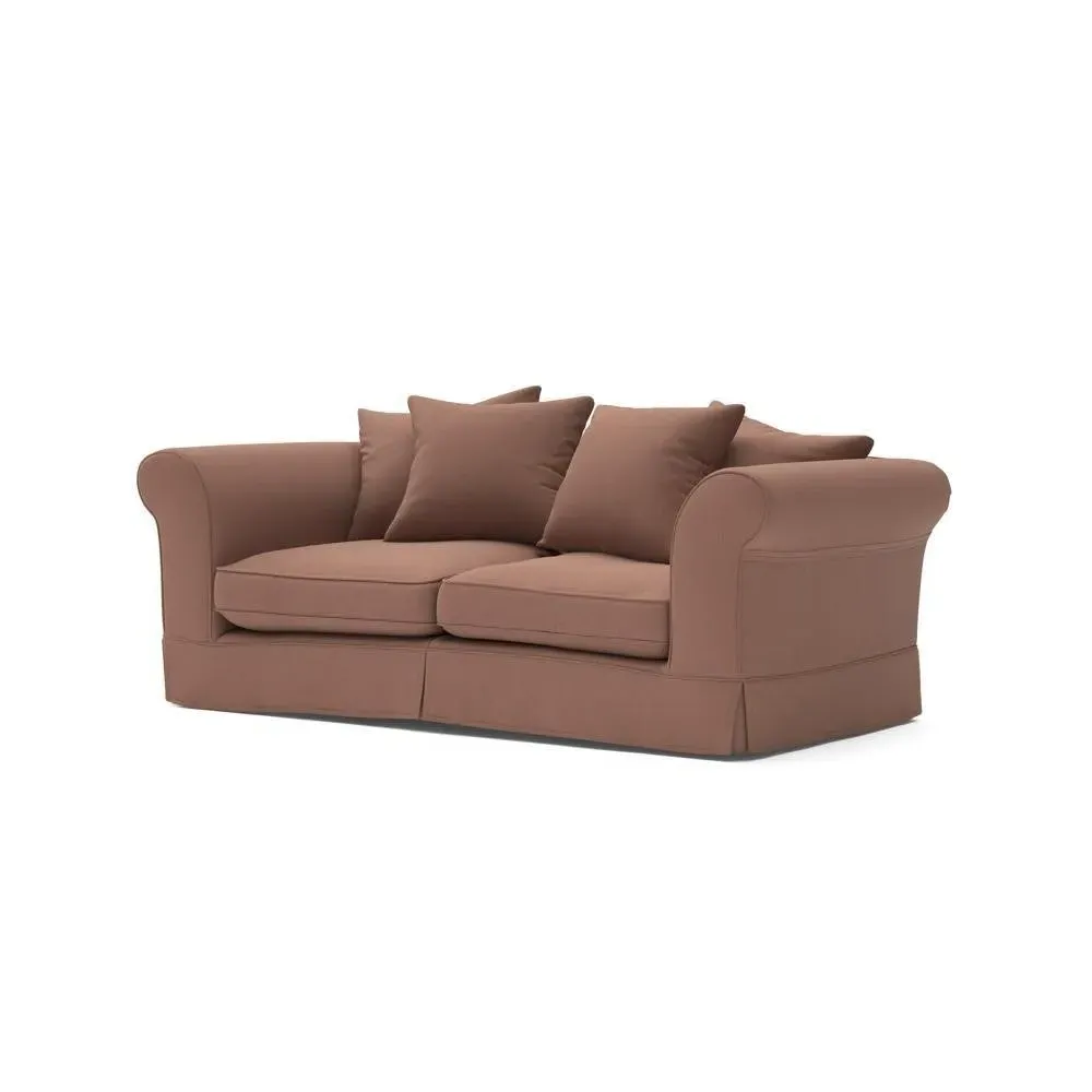 3-Seater Sofa with Removable Covers - Dusky Blush, Linen Mix