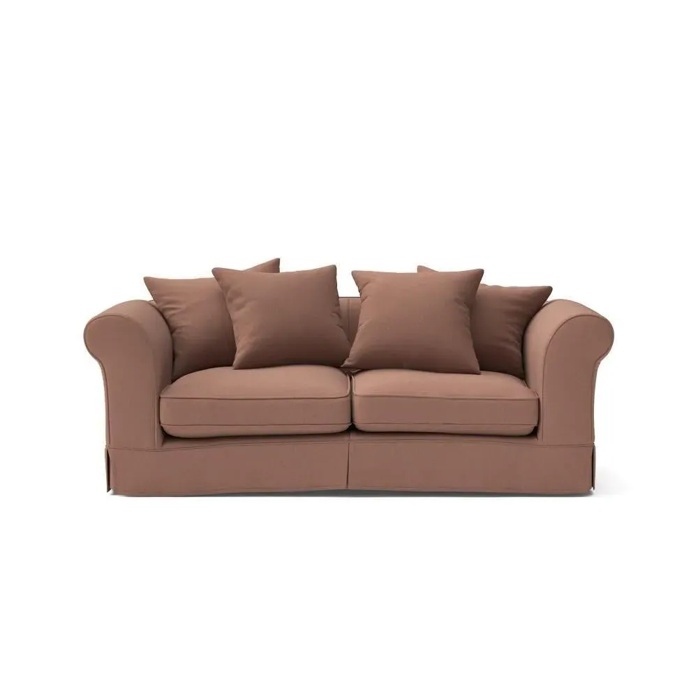 3-Seater Sofa with Removable Covers - Dusky Blush, Linen Mix