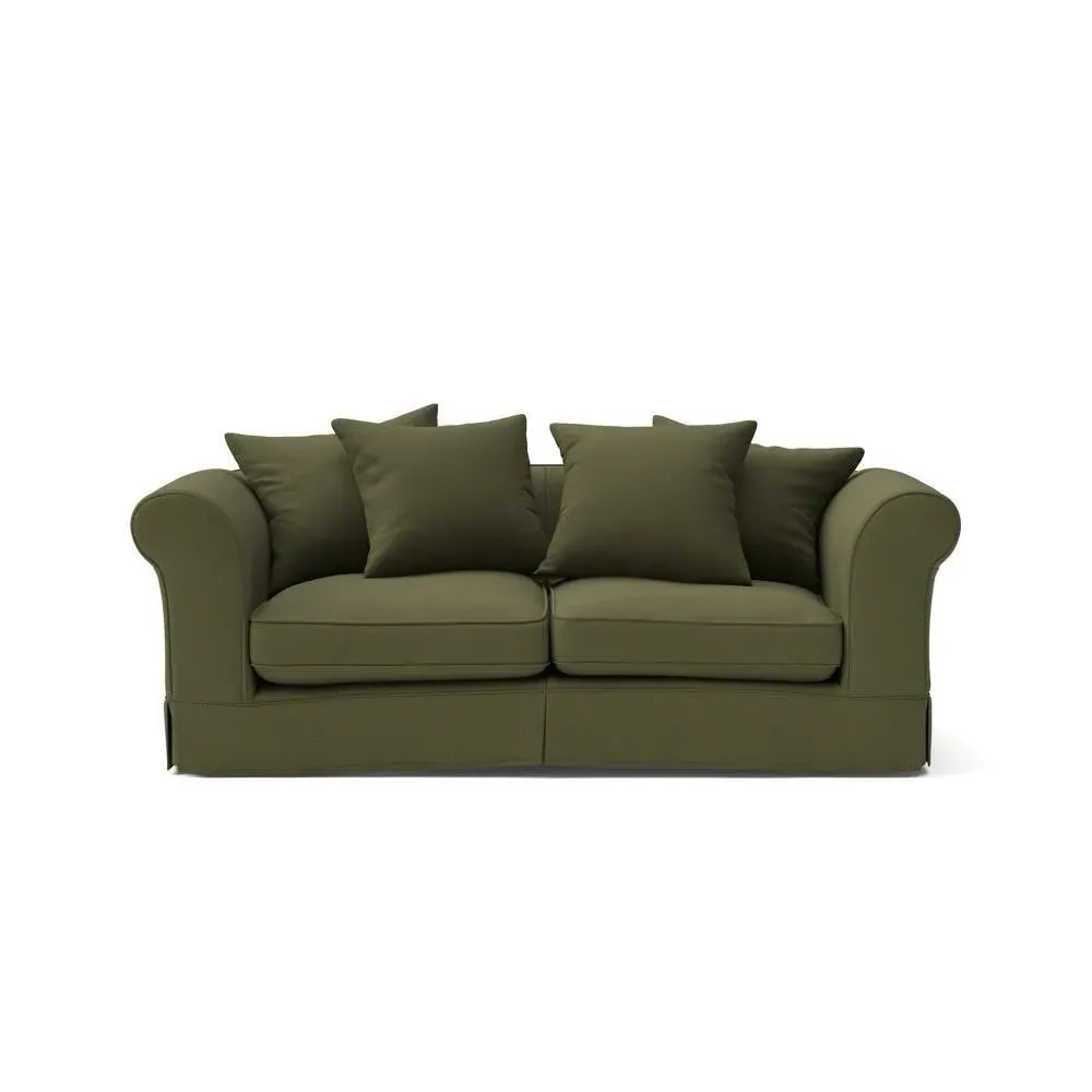 3 Seater Sofa with Removable Covers - Forest Green, Linen Mix image