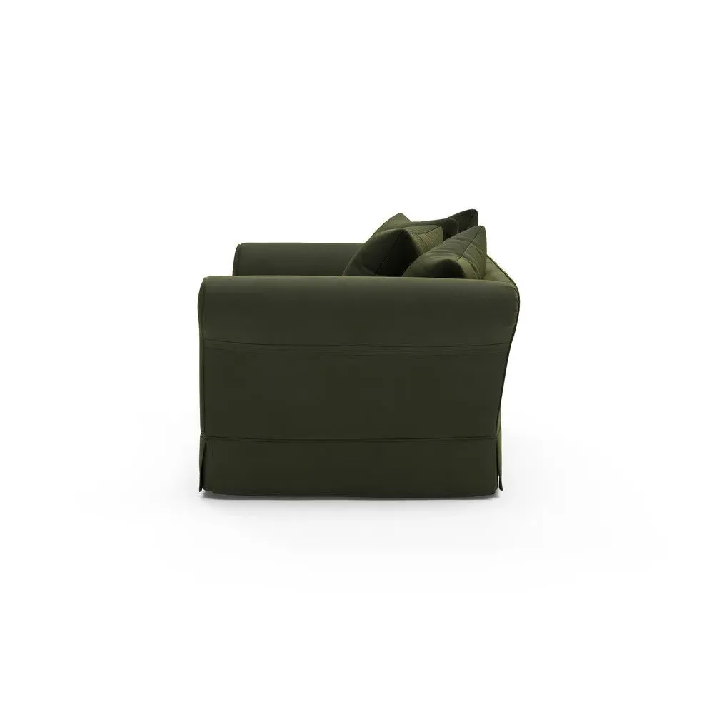 3-Seater Sofa with Removable Covers - Forest Green, Velvet
