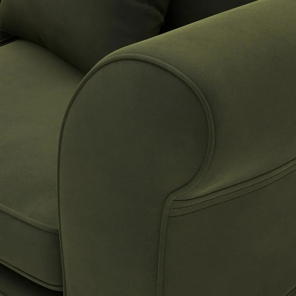 3-Seater Sofa with Removable Covers - Forest Green, Velvet