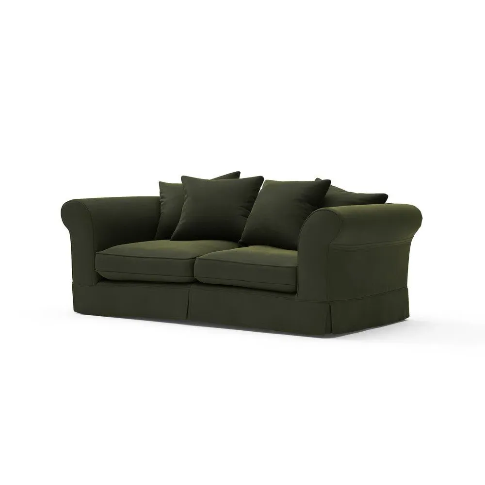 3-Seater Sofa with Removable Covers - Forest Green, Velvet