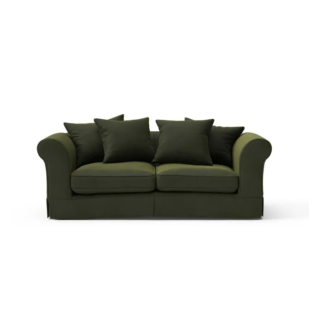 3-Seater Sofa with Removable Covers - Forest Green, Velvet image