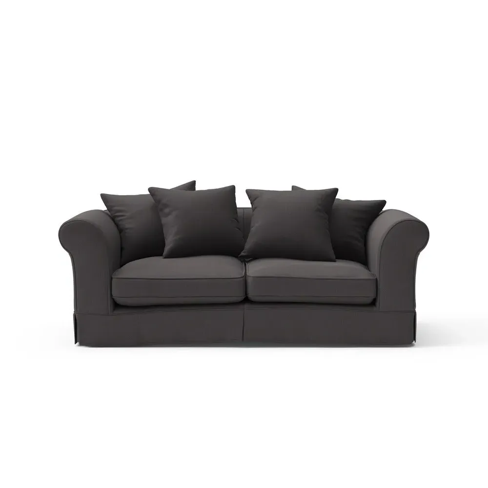 3-Seater Sofa with Removable Covers - Grey Brown, Cotton image