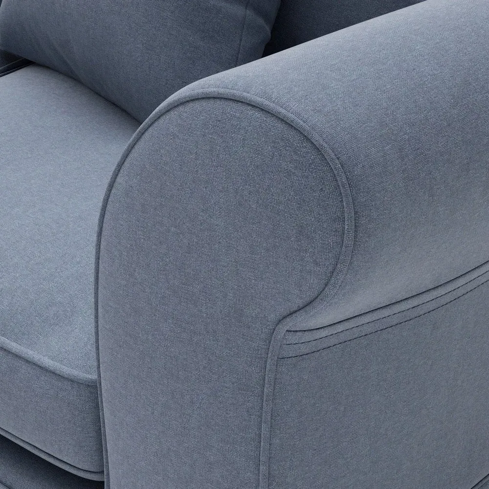 3-Seater Sofa with Removable Covers - Indigo, House Linen Mix